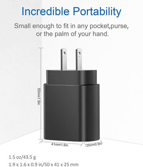 Type C Charger Fast Charging for Samsung, 25W USB C Charger Block with 6Ft Type C to C Cable (Black)