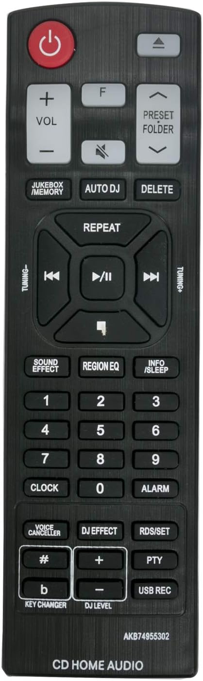 AKB74955302 Replace Remote Control for LG Stereo System CM8460, CMS9960F, Mini Hi-Fi CD Home Audio System