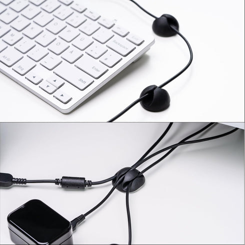 MECCANIXITY Cable Clips Organizer for Desk - 4 Slot Silicone Adhesive Wire Holders for USB Cable, Black