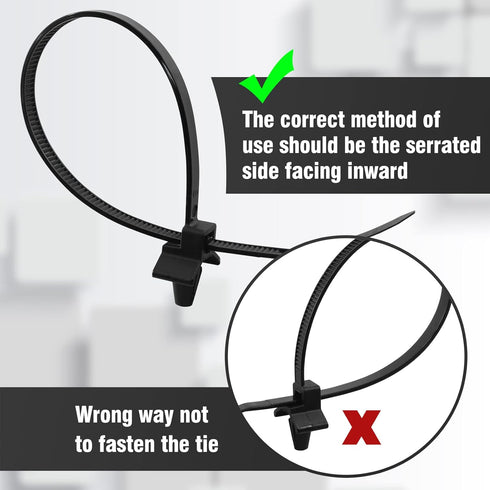 50 Pcs Black Nylon Push Mount Cable Zip Tie, 120mm / 4.7 Inch Arrow Push Mount Cable Ties for Multi-Purpose Use