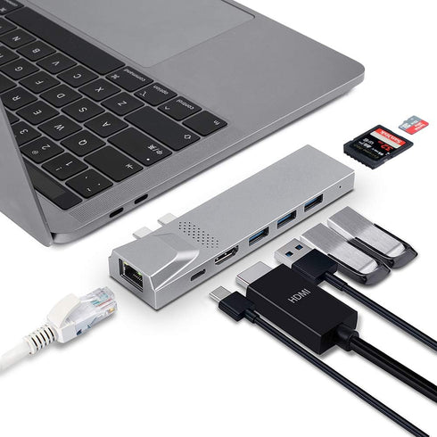 YUANSHAN USB C Hub for MacBook, 8-in-1 Docking Station Adapter with 4K HDMI,