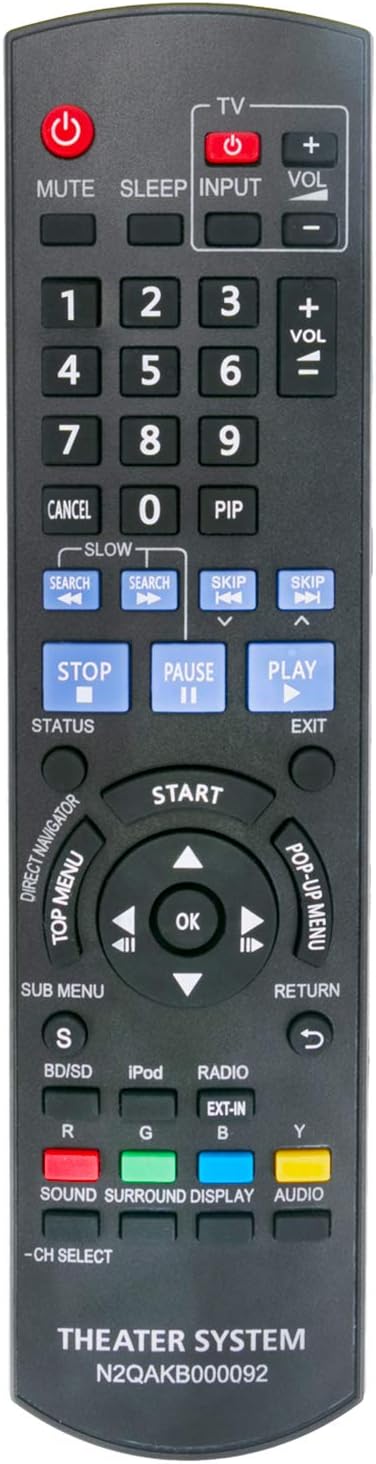 N2QAKB000092 Replacement Remote Control for Panasonic Blu-ray Disc Home Theater Sound System