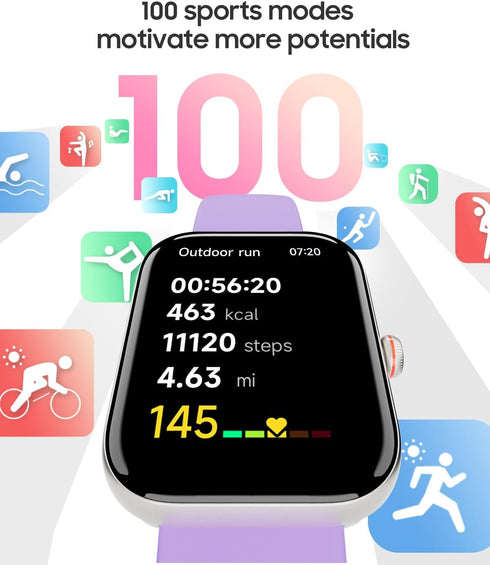 Smart Watch for Women with Alexa, 1.91" HD Screen, IP68 Waterproof, 100 Sports Modes, Heart Rate Monitor