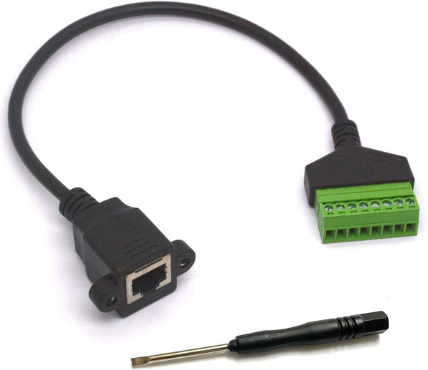 RJ45 Screw Terminal, Ethernet RJ45 Female Plug to 8 Pin Screw Terminal Block Connector for Cat7 6 5