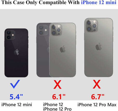 Vofolen Compatible with iPhone 12 Mini Case - 5G Wallet with 4-Card Slot, Anti-Scratch, Sky Blue