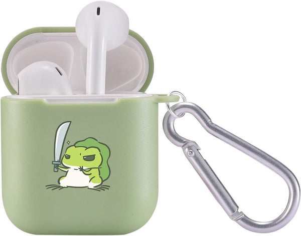 MAYCARI Cute Frog Case for AirPods 2&1 with Keychain, Green Animals Design Protective Soft TPU Cover