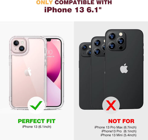 Diaclara Rugged Case for iPhone 13 - Full Body with Built-in Touch Sensitive Anti-Scratch Screen Protector, Crystal