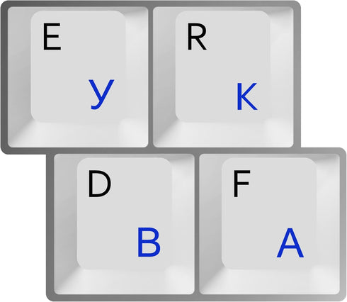 HQRP Cyrillic Alphabet Ukrainian Russian Keyboard Stickers Blue Lettering On Transparent Background for