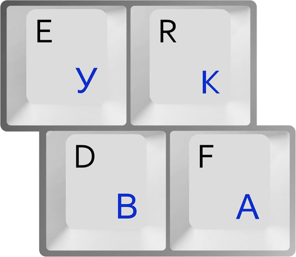 HQRP Cyrillic Alphabet Ukrainian Russian Keyboard Stickers Blue Lettering On Transparent Background for