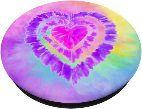 Rainbow Pastel Swirl Tie Dye Heart Purple Psychedelic Hippie PopSockets PopGrip: Swappable Grip for Phones & Tablets