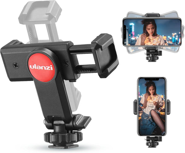 ULANZI Universal Phone Tripod Mount with Cold Shoe, Adjustable Clamp Holder for iPhone 11 Pro Max, Samsung Galaxy