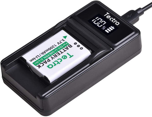 Tectra 2-Pack Li-50B D-LI92 Batteries with LED USB Charger for Olympus VR-340 1010 1020 1030SW Tough 6000