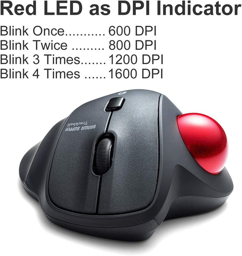SANWA Bluetooth Ergonomic Trackball Mouse, Optical Vertical Rollerball Mice with Adjustable DPI, Compatible with
