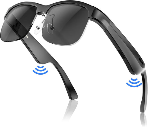 GAXABI Smart Glasses, Polarized Bluetooth Sunglasses, Built-in Mic & Speakers, Voice Assistant, UV