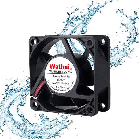Wathai 60mm x 25mm 12V Waterproof Small Fan, High Speed DIY Cooling for RV Refrigerator, Computer Case, IP67