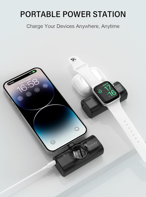 Travel Essentials 2PACK Portable Charger for iPhone 14, 4500mAh Mini Power Bank Compatible with Apple Watch