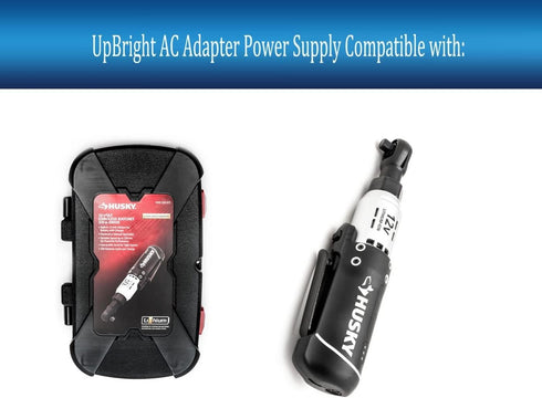 UpBright 12V AC DC Adapter Compatible with Husky H38CPRAT 1003 520 917 1003520917 Built-in 12-Volt Lithium-Ion 3/8" Cordless Drive Ratchet Model 7106 Power Supply Cord Cable Battery Charger Mains PSU