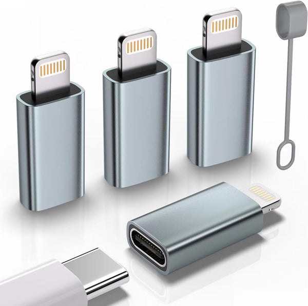 USB C to Lightning Adapter, 4 Pack, 1.8-2.2A 15W Fast Charging, Data Sync for iPhone/iPad, Anti-Lost Loop