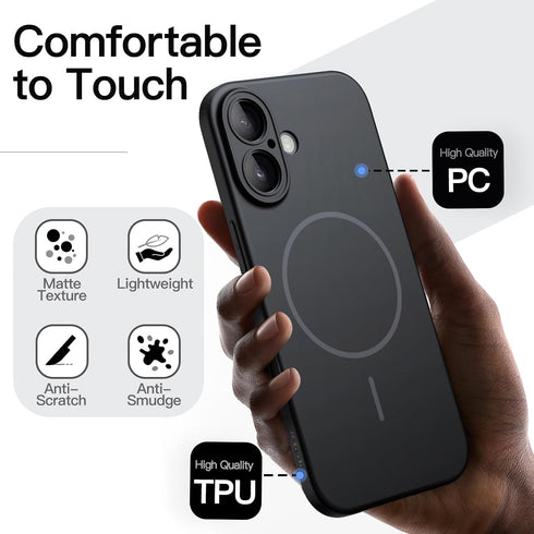 JETech 16 6.1-Inch Magnetic Slim Case for iPhone Compatible with MagSafe, Full Camera Lens Protection, Ultra-Thin