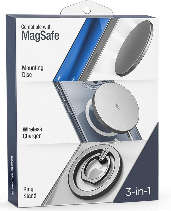 Encased Pack of 3 Compatible with MagSafe Accessories - Wireless Phone Charger, Slim Magnetic Phone Mount, Ring Grip