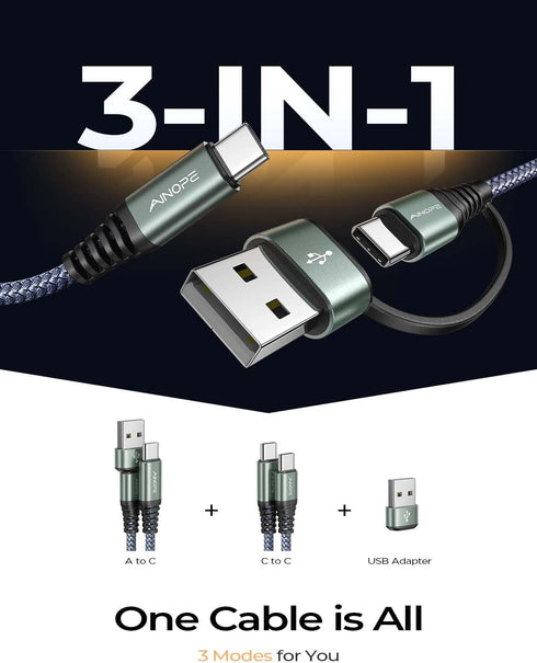 AINOPE USB C to USB C Cable 6FT 3.1A Type C to Type C Cable Sturdy Nylon Braided USB A/C to USB-C Cable Compatible with iPad Pro/Air/Mini 6 MacBook Samsung Galaxy S22 21 S10 Note Pixel by AINOPE