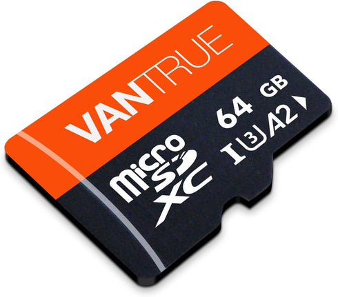 Vantrue 64GB microSD Card with Adapter, U3 UHS-I High Speed SD Card for Dash Cams & Home Security System Video Cameras