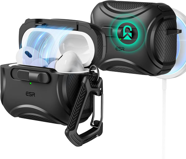 ESR AirPods Pro Case (2023/2022/2019, 2nd/1st Gen), Compatible with USB-C/Lightning, Effortless MagSafe, Black