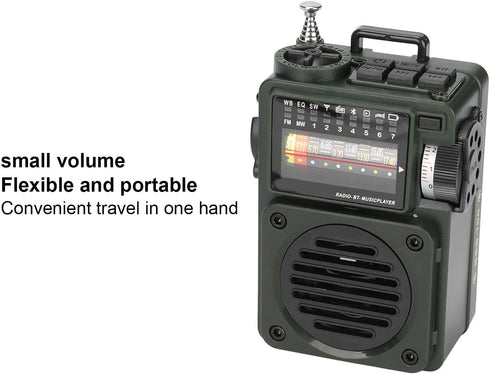 HRD-700 Portable Shortwave Radio, Bluetooth 5.0 Radio Music Player, FM MW SW WB NOAA Receiver, Full Band Broadcast