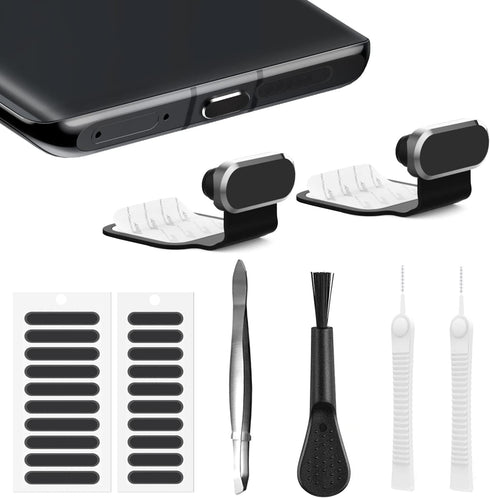 USB C Dust Plug for Phones with USB Type C Charging Port, Anti Dust Cover Cap Kit with Speaker Mesh and Mounting