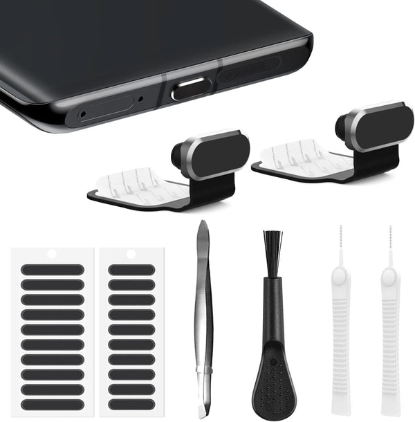 USB C Dust Plug for Phones with USB Type C Charging Port, Anti Dust Cover Cap Kit with Speaker Mesh and Mounting