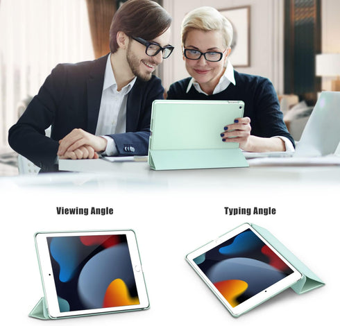 DTTO for iPad 9th/8th/7th Generation 10.2 inch Case, Premium Silk Pattern Slim Trifold Stand Cover - Matcha Green