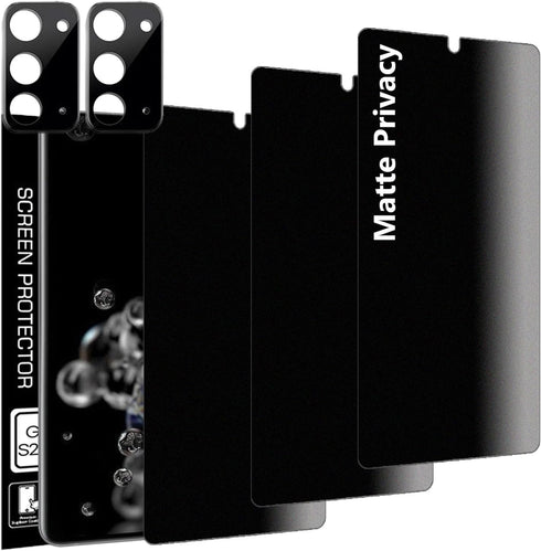 3 Matte TPU Film Screen Protectors + 2 Lens Protectors for Galaxy S20 Ultra 5G 2020 - Easy Install, Anti-Glare, Scratch