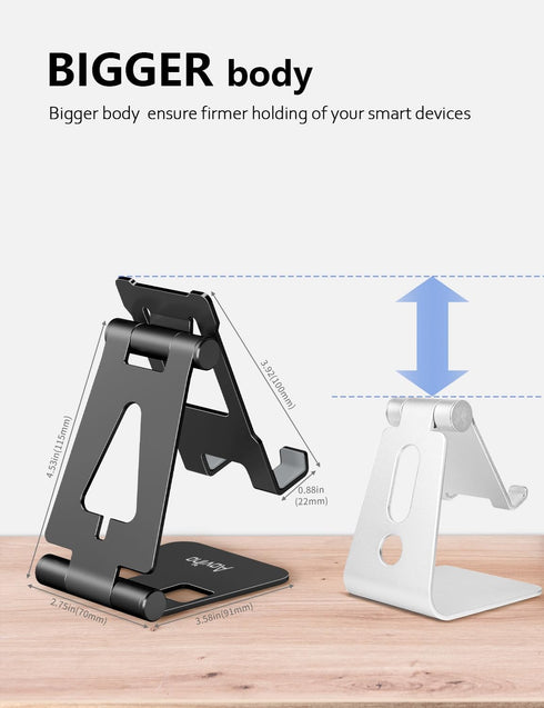 Cell Phone Stand for Desk, Adjustable Desktop Phone Holder Stand, Foldable Mobile Phone Dock for iPhone 15, 14, 13, 12,