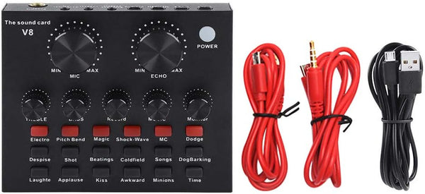 ZHANGLI External Sound Card, USB V8 Live External Sound Mixer Board, Voice Changer