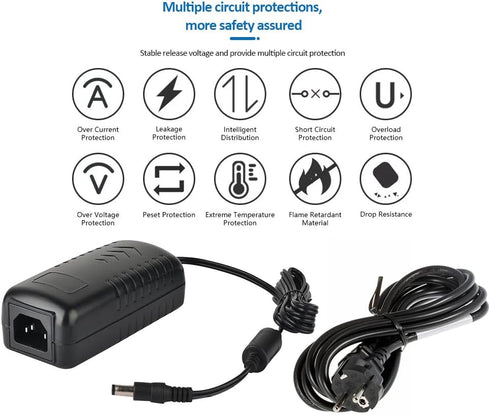 EVERSECU 8CH Security Cameras Power Adapter, 100V-240V AC to DC12V 5A with 8-Way Power Splitter Cable