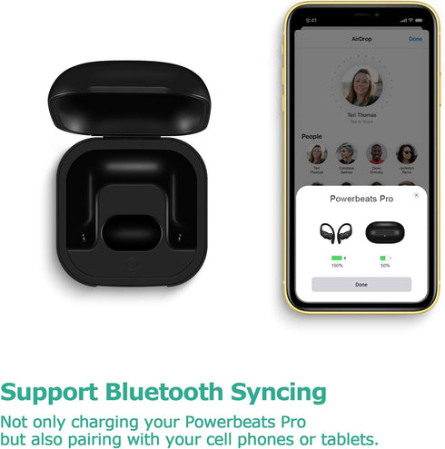 Jinstyles Charging Case Replacement for Powerbeats Pro with Bluetooth Pairing Sync Button & 700mAh Battery (No Earbuds)