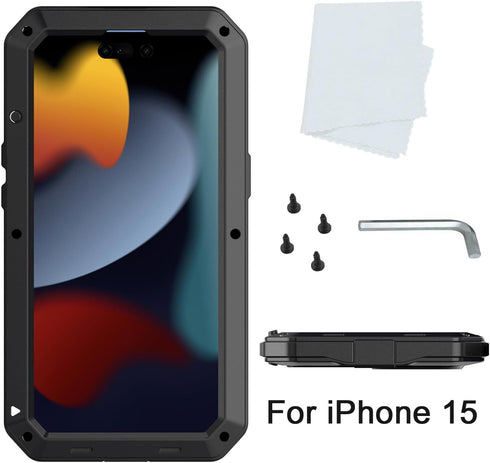 Marrkey 15 Case,360 Compatiable with iPhone Full Body Protective Cover Heavy Duty Shockproof Tough Armour Aluminum