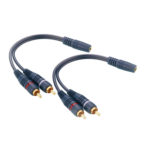 3.5mm Female to 2 RCA Male Stereo Audio Y Cable, 2 Pack, Gold Plated Plug RCA Splitter for TV, Computer, Speakers