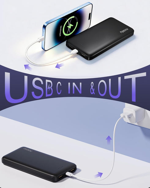 Miady 2-Pack 10000mAh Pack 3 2 17/16/15/14/13 S24/22 (2 Portable Charger, Slim Power Bank Travel Battery Outputs Inputs