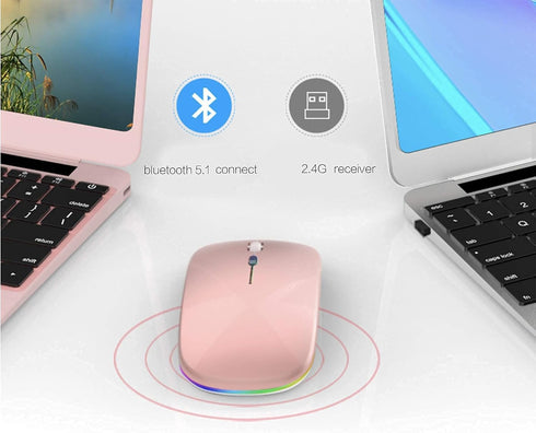 Bluetooth Mouse for iPad Pro, Rechargeable Wireless Mouse for MacBook Pro, MacBook Air, Chromebook, Windows PC (Pink)
