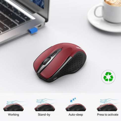 TECKNET Wireless Mouse (2.4G & BT5.0/3.0) Silent Mouse 4800 DPI Computer Mouse 6 Buttons Bluetooth Mouse, USB A Mouse