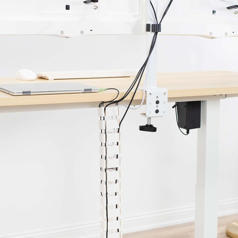 VIVO Vertebrae Cable Management Kit, Adjustable Quad Entry Wire Organizer for Home Office, White