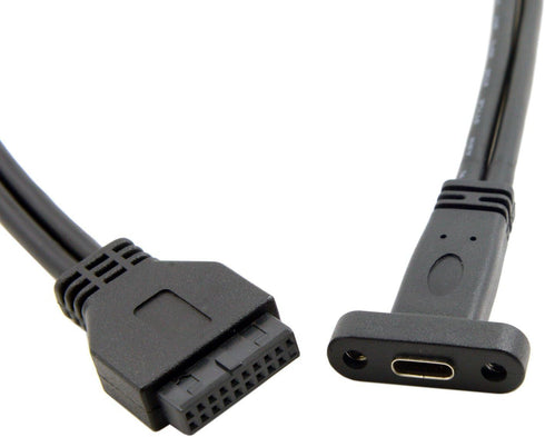 cablecc Single Port USB 3.1 Type C USB-C Female to USB 3.0 Motherboard 19pin Header Cable, 40cm