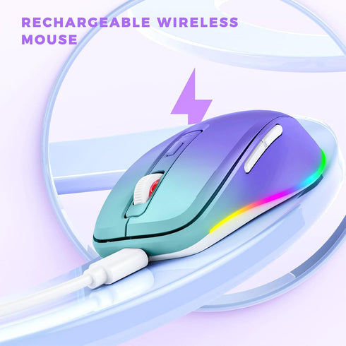 Wireless Mouse Jiggler, LED Wireless Mice with Built-in Mouse Jiggler Mover, Rechargeable Moving Mouse for Computer
