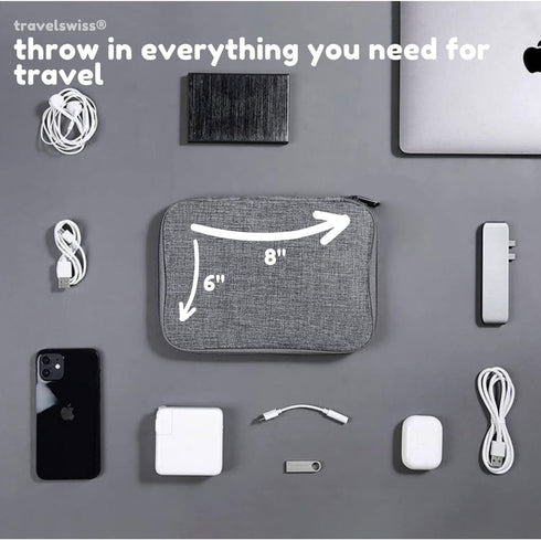 Travel Case Carry Pouch Electronic Accessories Organizer, Portable Waterproof Double Layers Storage Bag, Grey