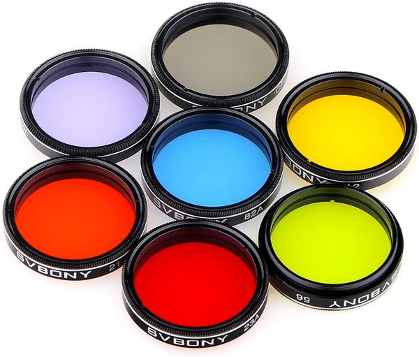 SVBONY Telescope Filter 1.25 inches, Moon Filter CPL Filter, Five Color Filters Kit, 7pcs Set for Lunar Views