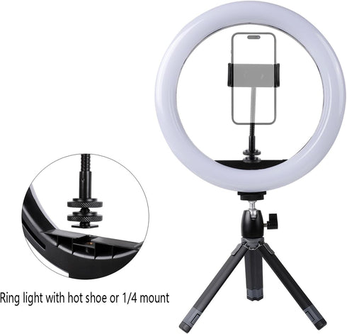Leenconghui 1/4"-20 Universal Phone Holder for Ring Light, and Hot Shoe Adapter, Flexible Phone Mount for Ring Light