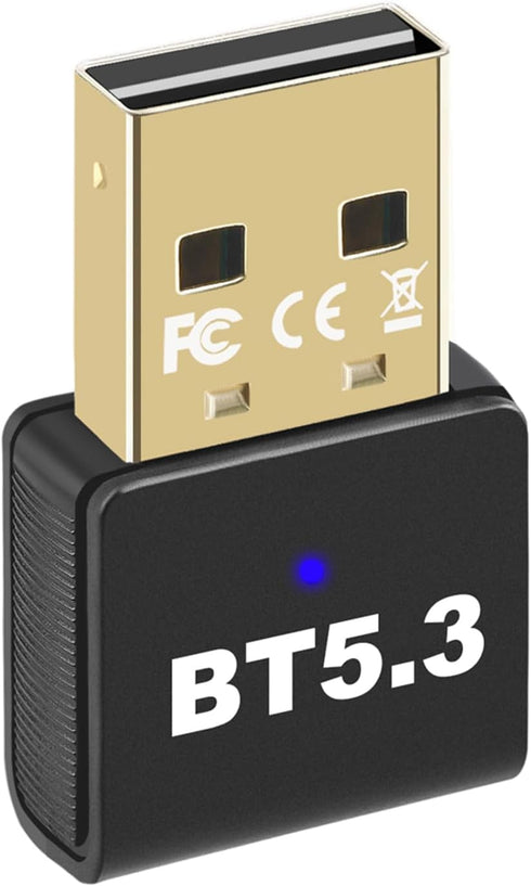 Latest Bluetooth 5.3 USB Adapter for PC, Wireless Transmitter Dongle for Windows 11/10/8.1/7, Plug & Play