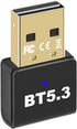 Latest Bluetooth 5.3 USB Adapter for PC, Wireless Transmitter Dongle for Windows 11/10/8.1/7, Plug & Play
