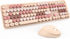 KOOTOP Wireless Keyboard and Mouse, 2.4G Cute Keyboard with Retro Round Keycap for PC, Mac, Laptop, Tablet (Milk Tea)